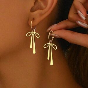 Gold Bow Tie Knotted Earrings Versatile Bowknot Earrings